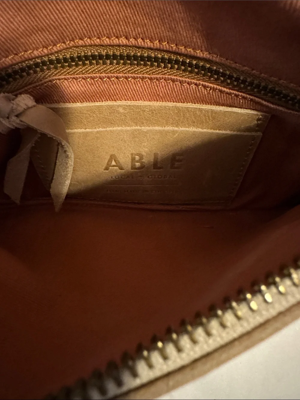 Able Tan Leather Wristlet with Strap